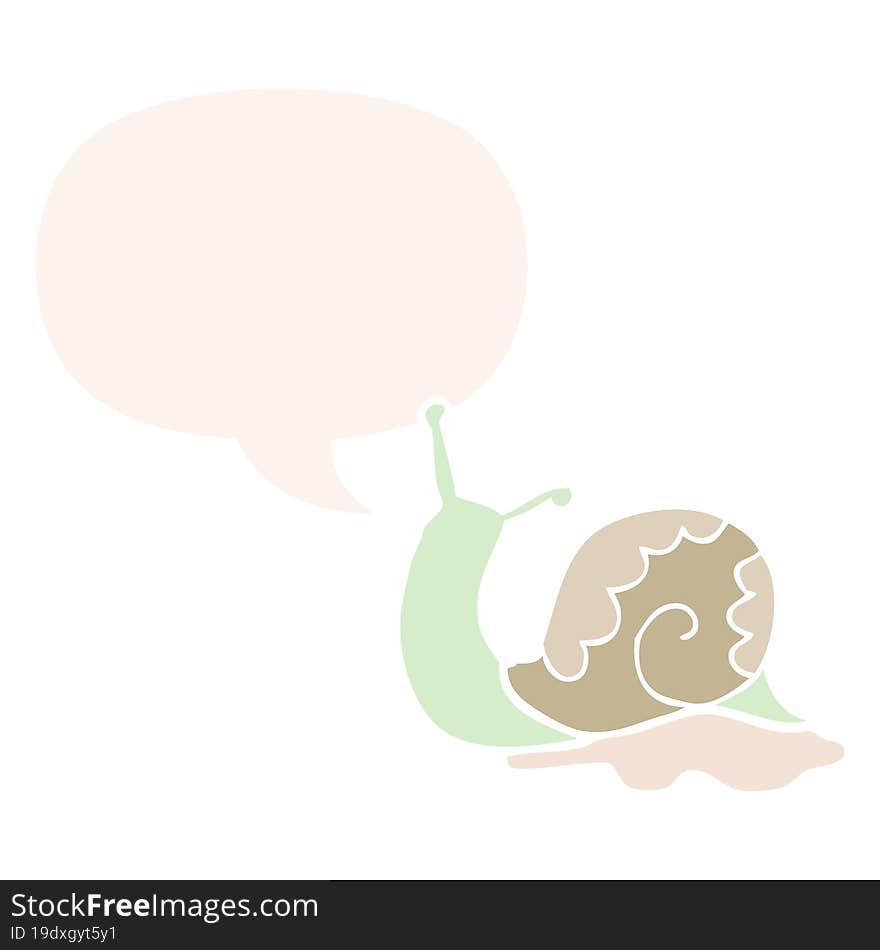 Cartoon Snail And Speech Bubble In Retro Style