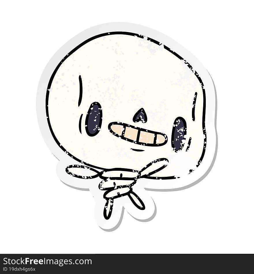 distressed sticker cartoon kawaii cute dead skeleton