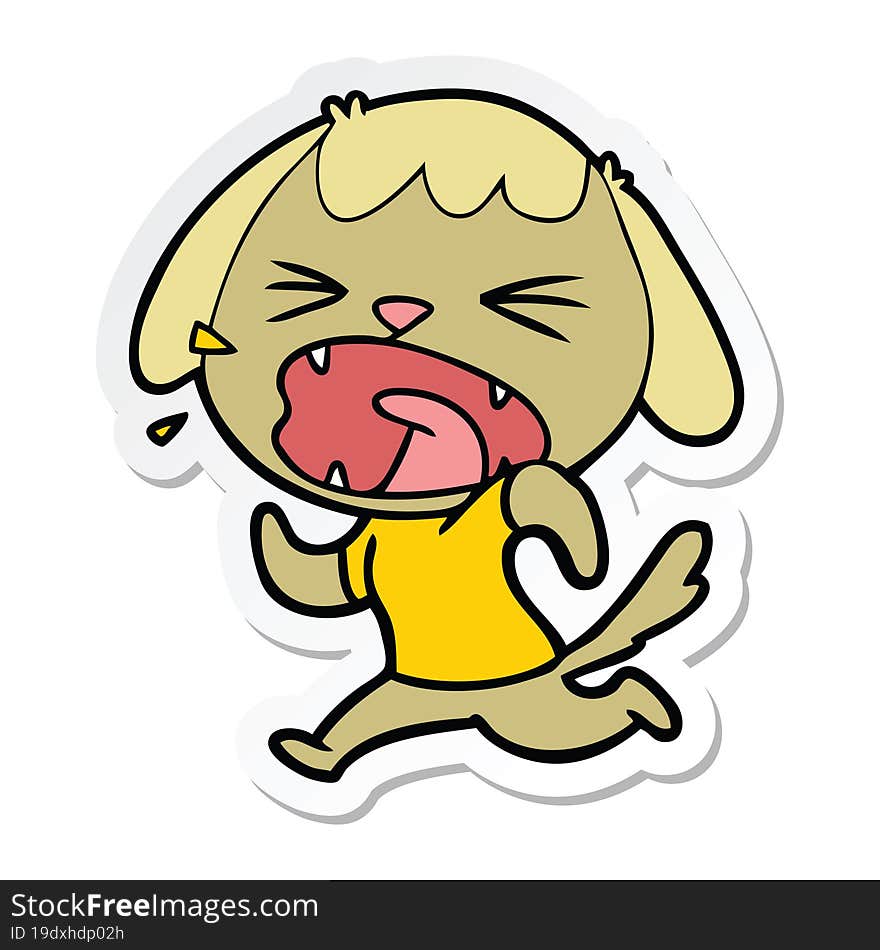 sticker of a cute cartoon dog barking