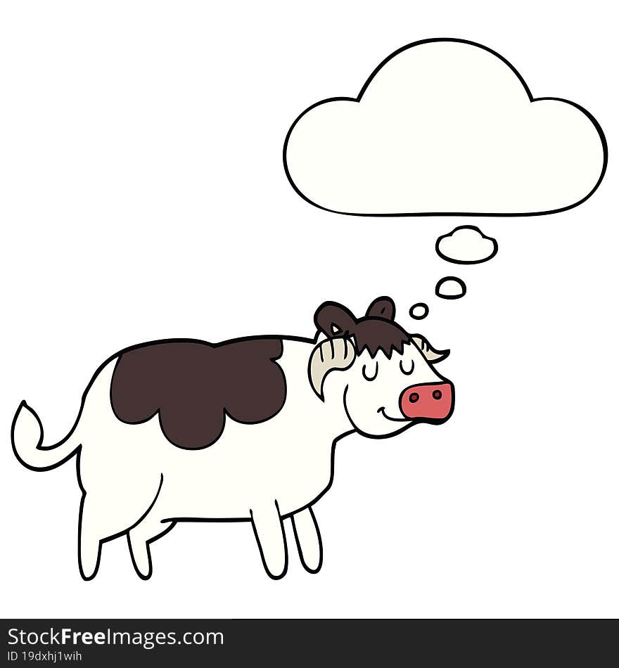 cartoon cow and thought bubble