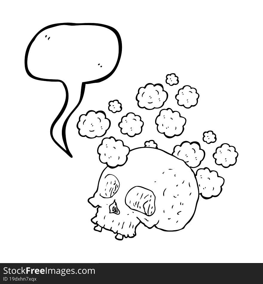 Speech Bubble Cartoon Old Skull