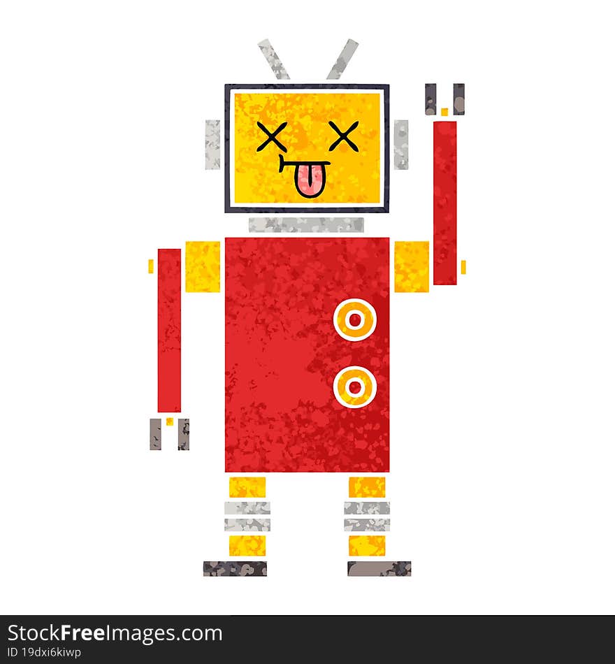 Retro Illustration Style Cartoon Robot