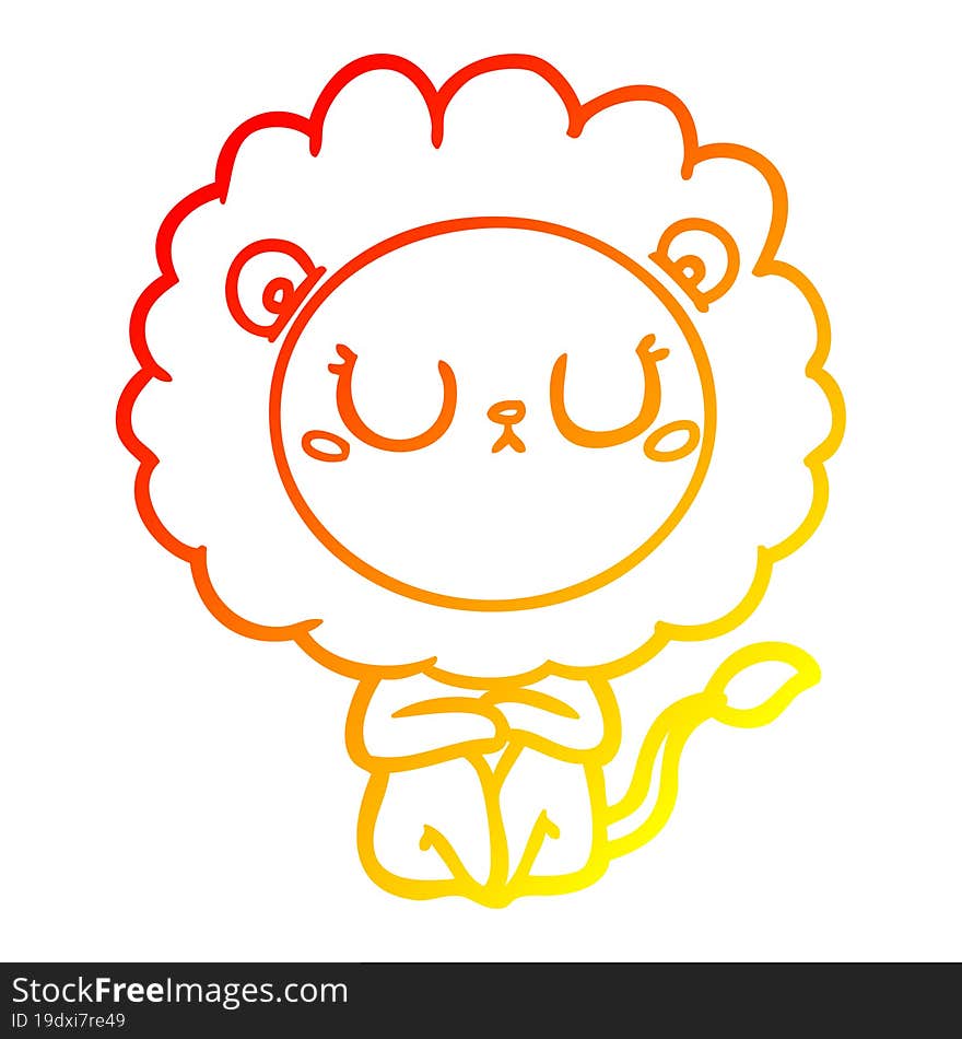 warm gradient line drawing of a cartoon lion