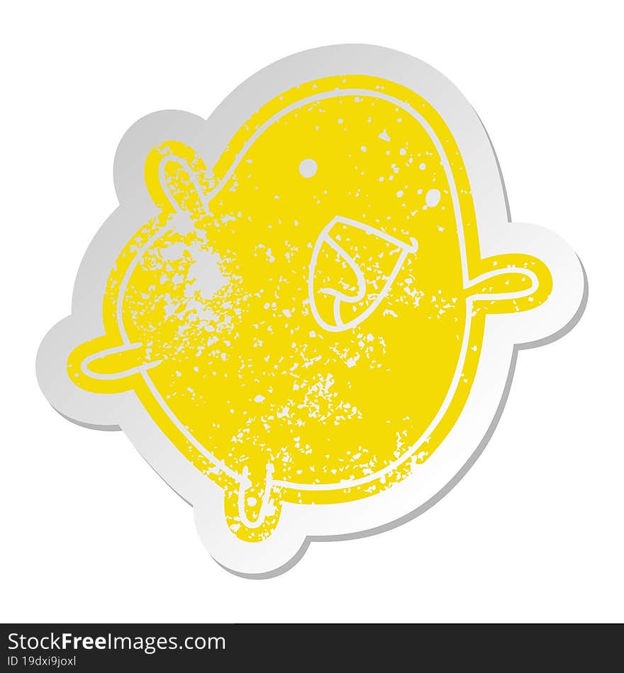 distressed old sticker kawaii cute happy bean