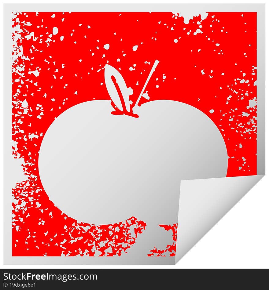 distressed square peeling sticker symbol juicy apple