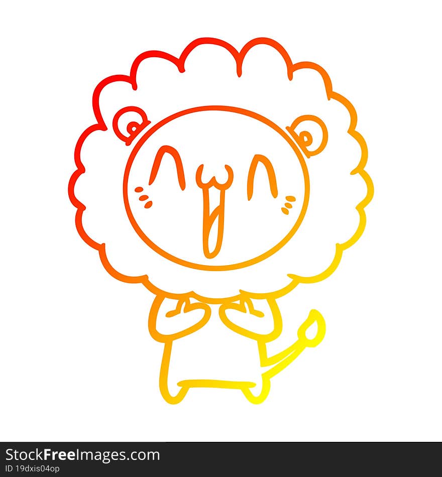 Warm Gradient Line Drawing Happy Cartoon Lion