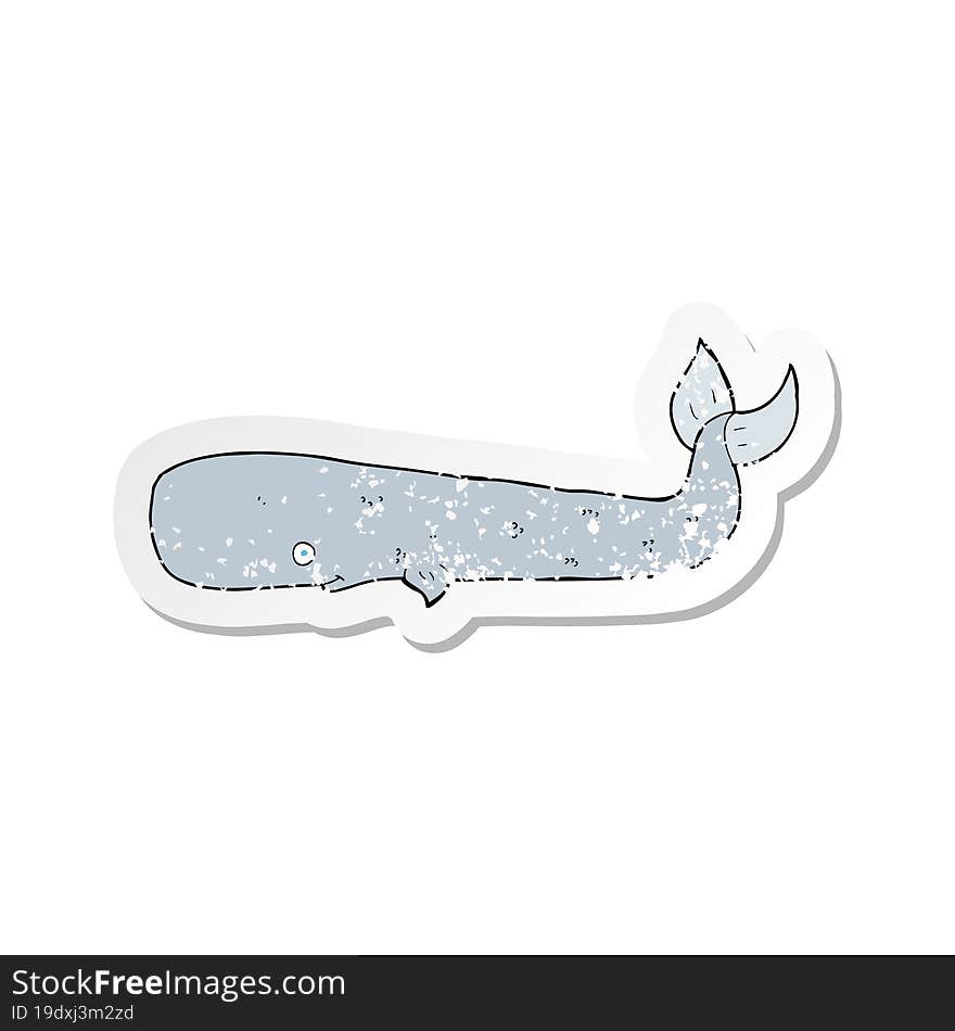 Retro Distressed Sticker Of A Cartoon Whale