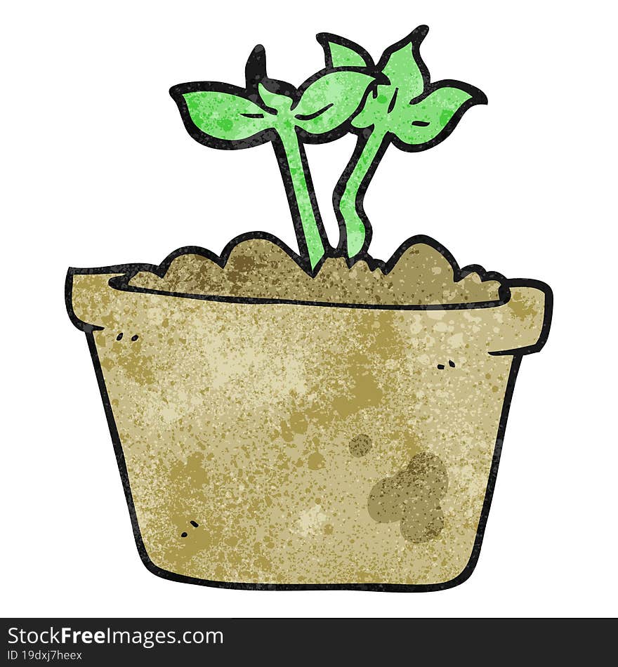 Textured Cartoon Sprouting Plant