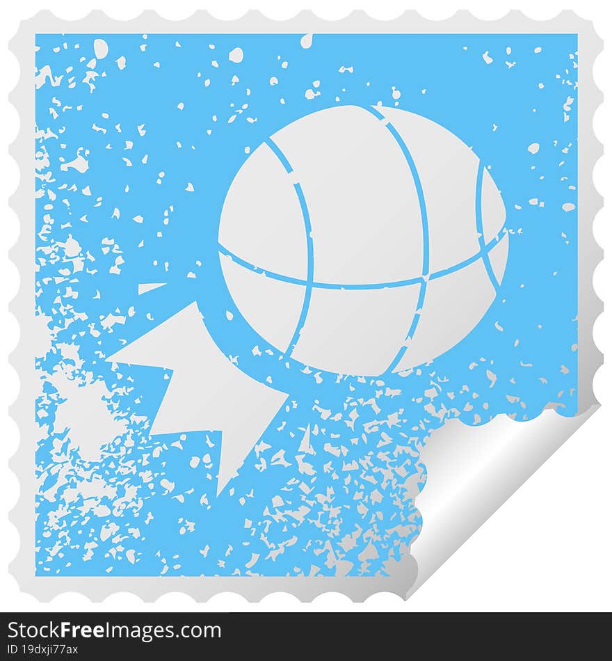 distressed square peeling sticker symbol basket ball