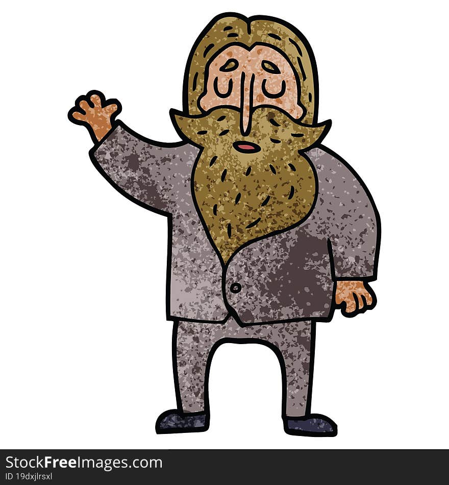 Cartoon Doodle Old Man Waving