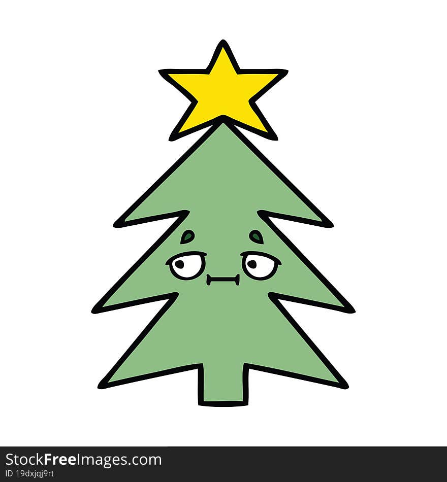 cute cartoon of a christmas tree. cute cartoon of a christmas tree