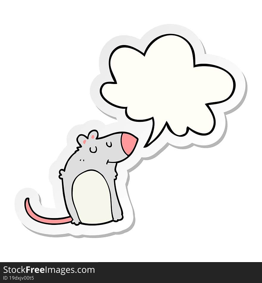 cartoon fat rat and speech bubble sticker