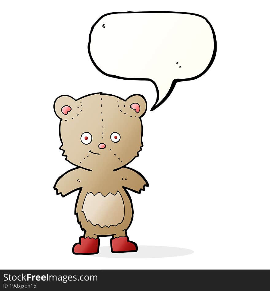 Cartoon Cute Teddy Bear With Speech Bubble