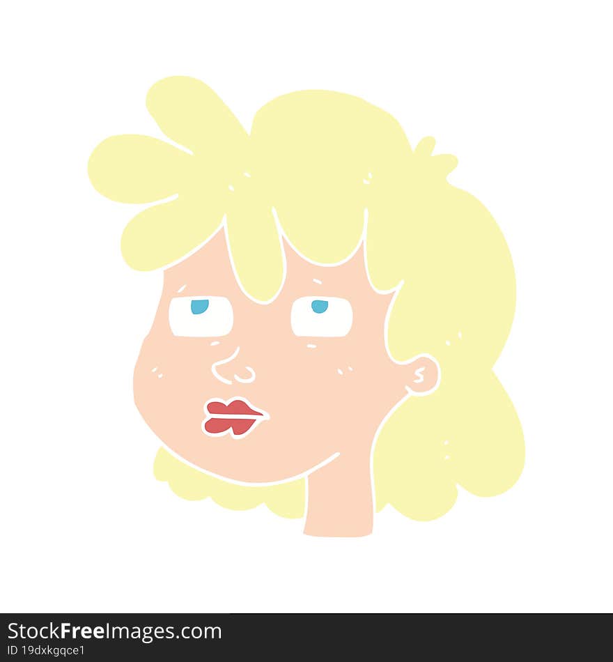 Flat Color Illustration Of A Cartoon Female Face