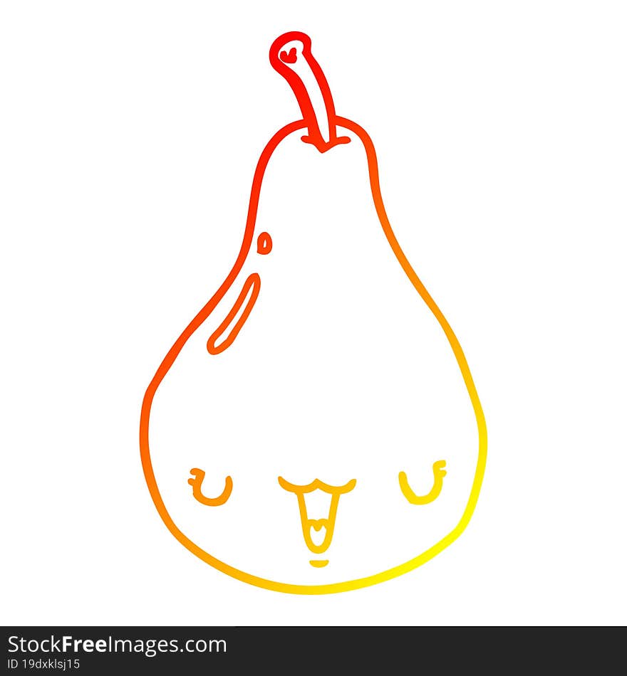 warm gradient line drawing cartoon pear