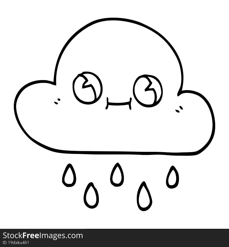 Line Drawing Cartoon Rain Cloud