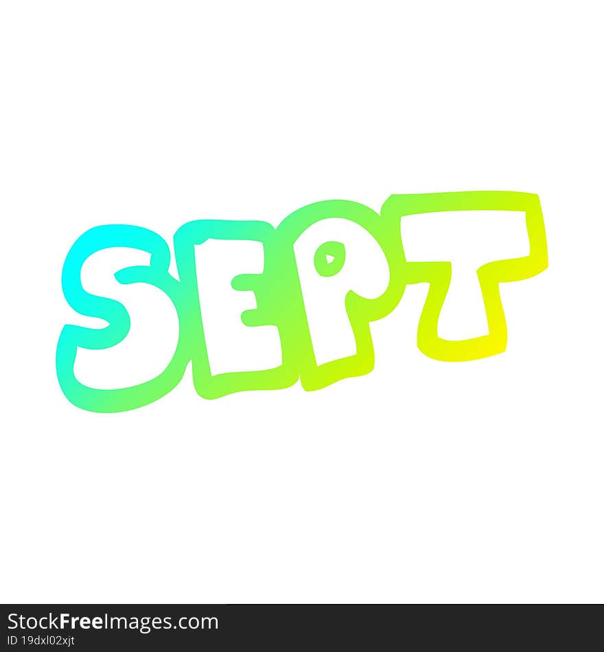 cold gradient line drawing of a cartoon month of september