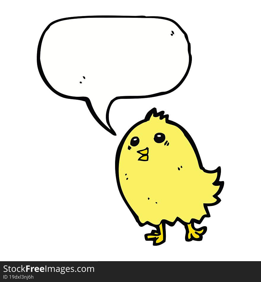 cartoon happy yellow bird with speech bubble