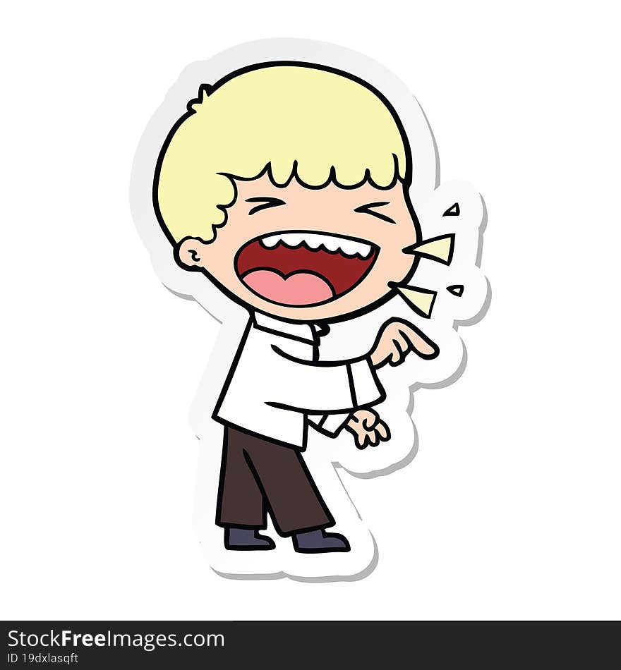 Sticker Of A Cartoon Laughing Man