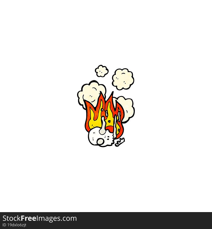 flaming skull cartoon