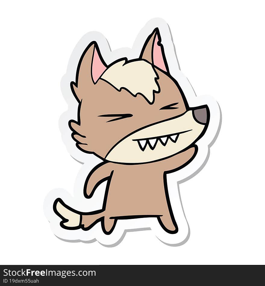 Sticker Of A Angry Wolf Cartoon