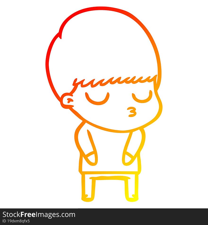 warm gradient line drawing cartoon calm boy