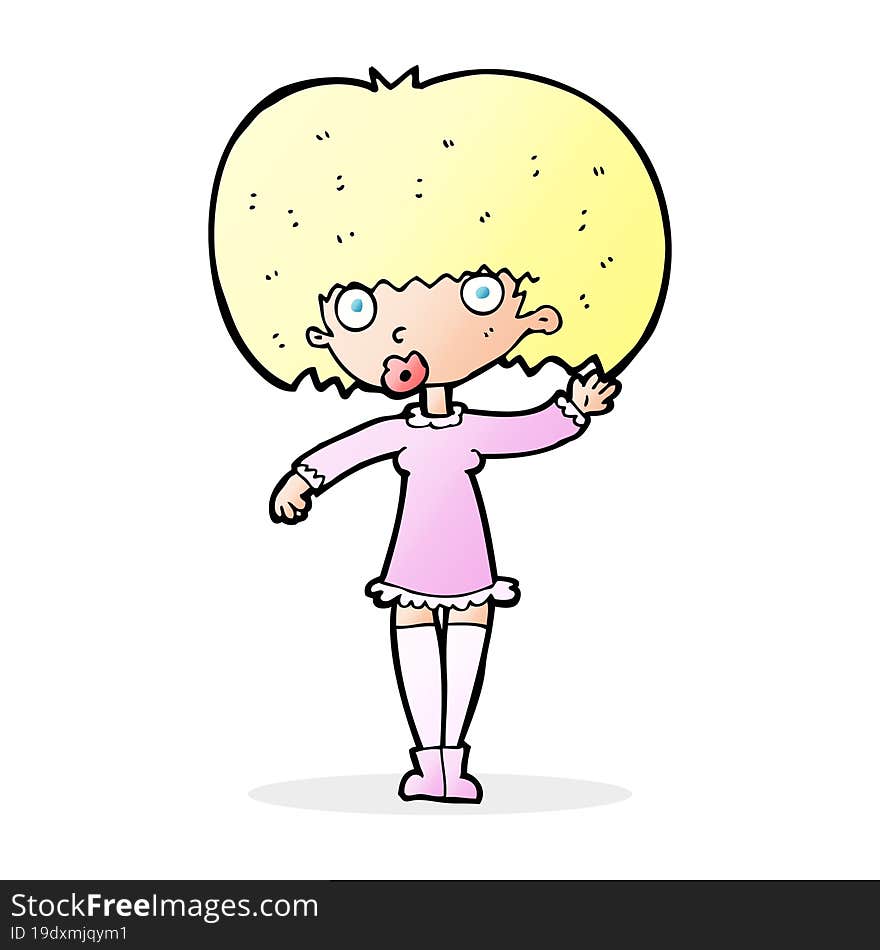 Cartoon Waving Girl