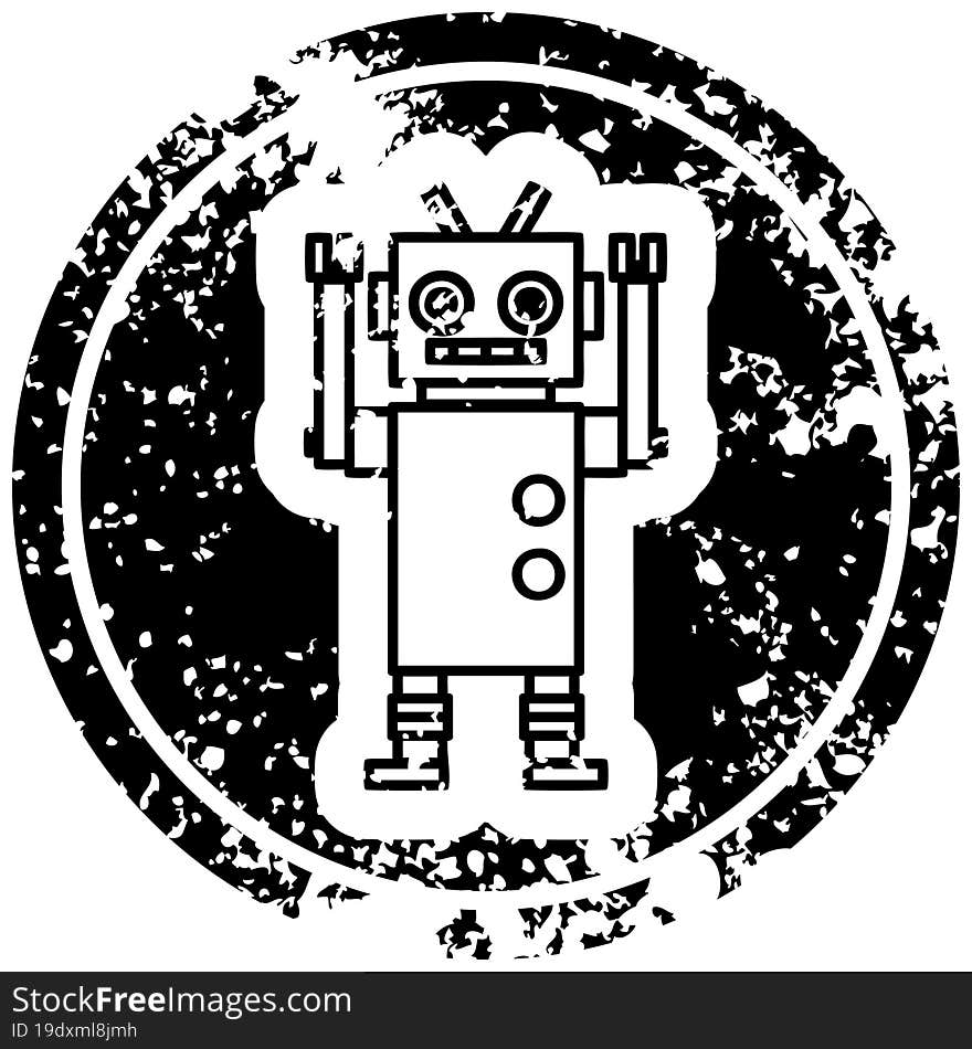 dancing robot distressed icon symbol