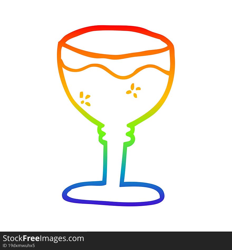 Rainbow Gradient Line Drawing Cartoon Red Wine Glass