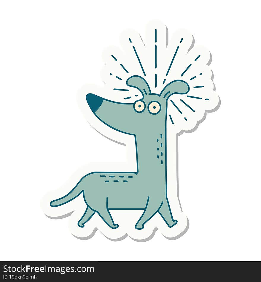 sticker of tattoo style surprised dog