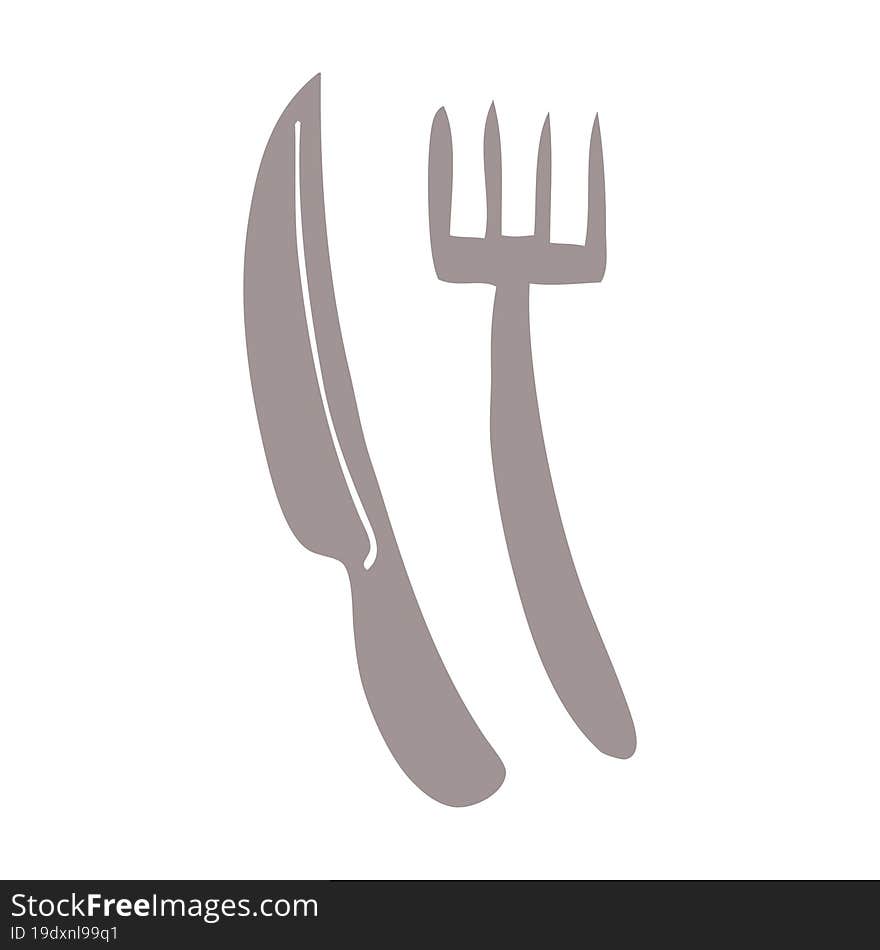 Cartoon Doodle Knife And Fork