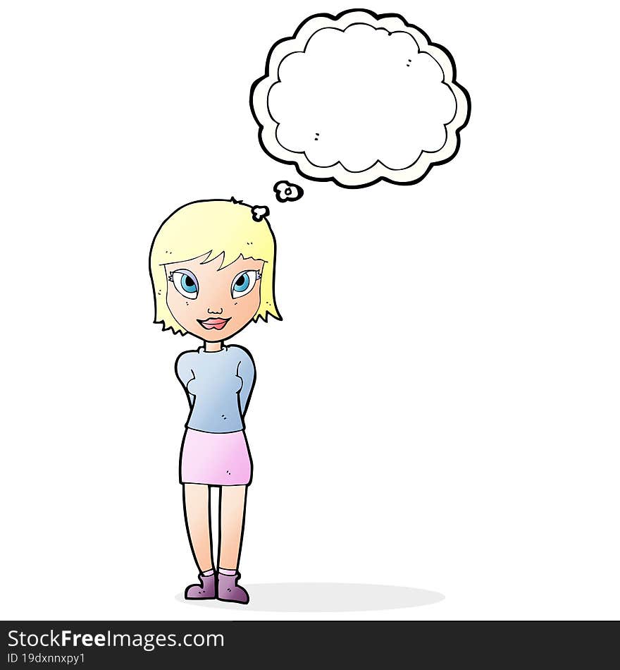 Cartoon Pretty Girl With Thought Bubble