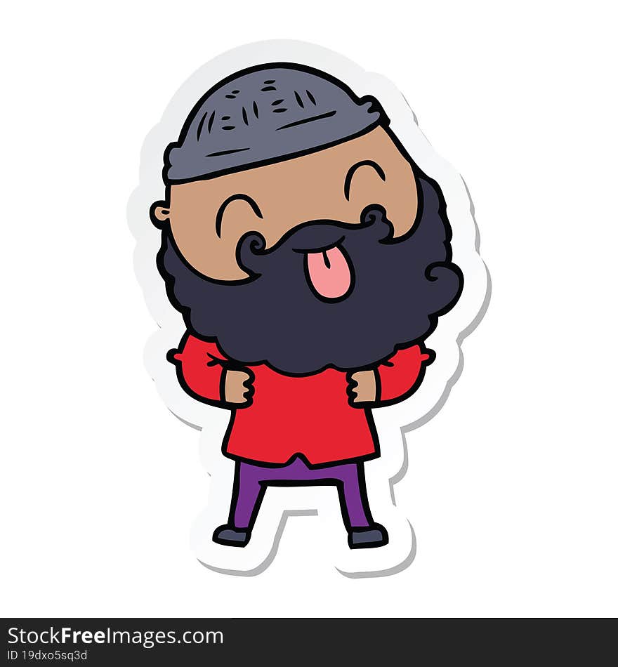 sticker of a man with beard sticking out tongue