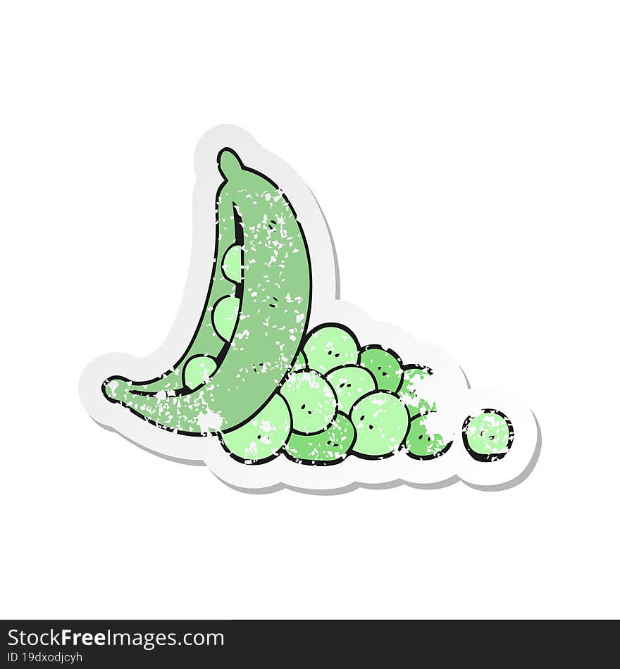 retro distressed sticker of a cartoon peas in pod