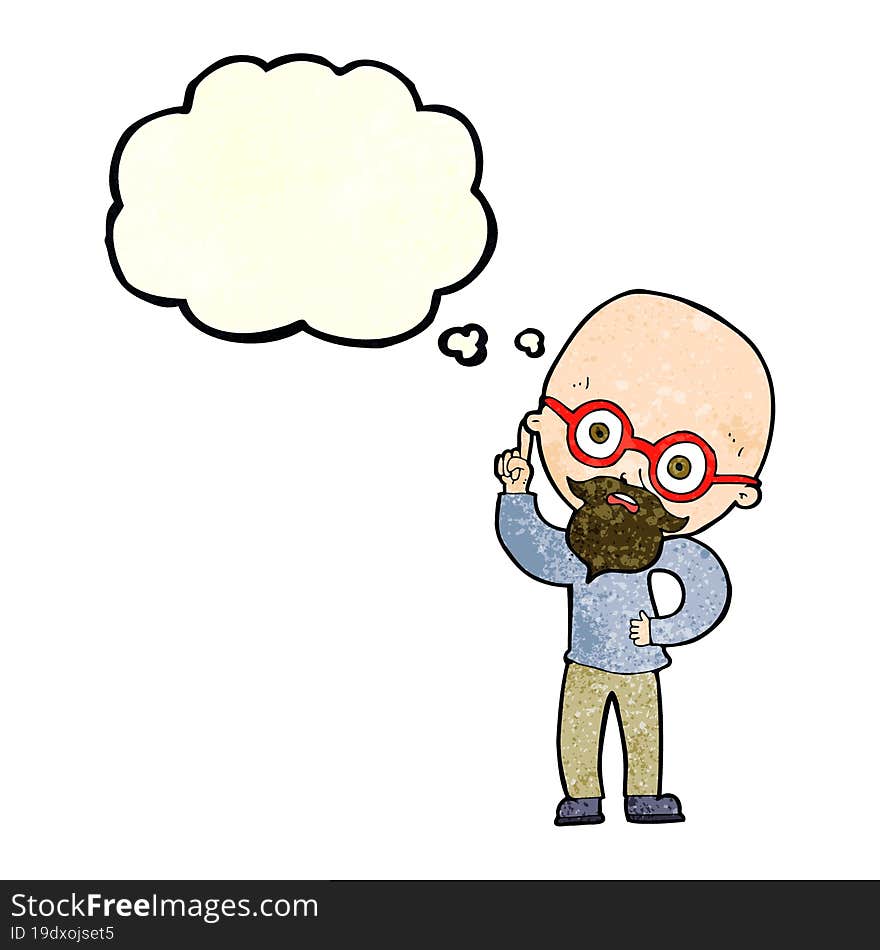 Cartoon Old Man  With Thought Bubble