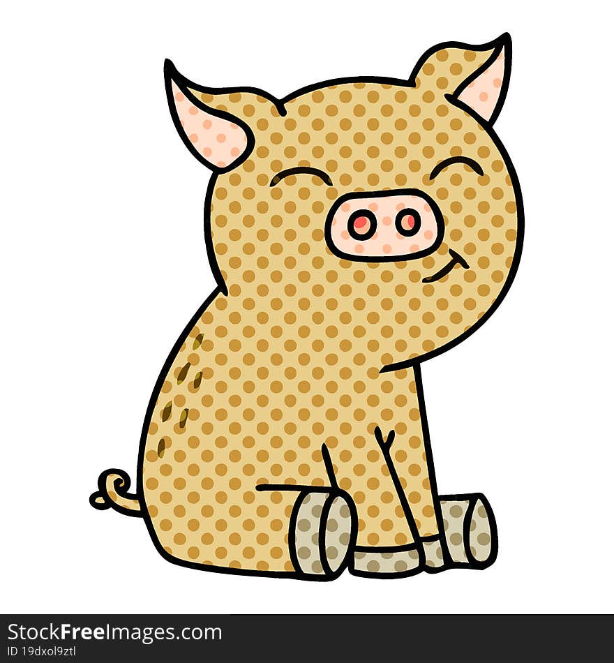 quirky comic book style cartoon pig