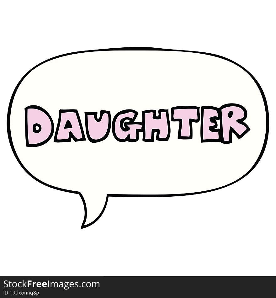 Cartoon Word Daughter And Speech Bubble