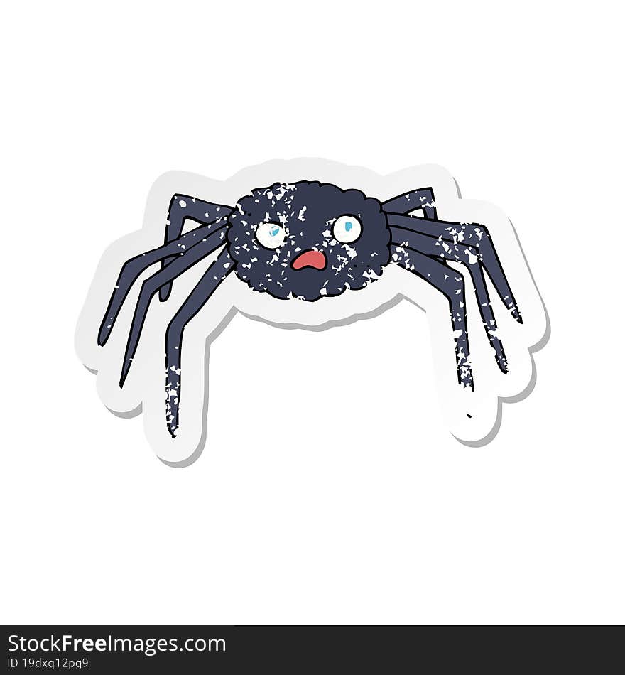 Retro Distressed Sticker Of A Cartoon Spider