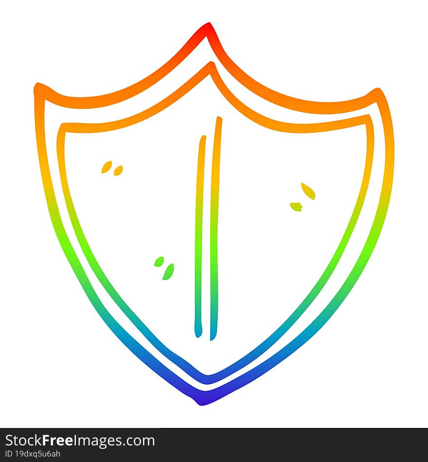 rainbow gradient line drawing cartoon old shield