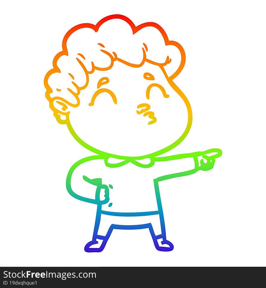 rainbow gradient line drawing cartoon man pouting