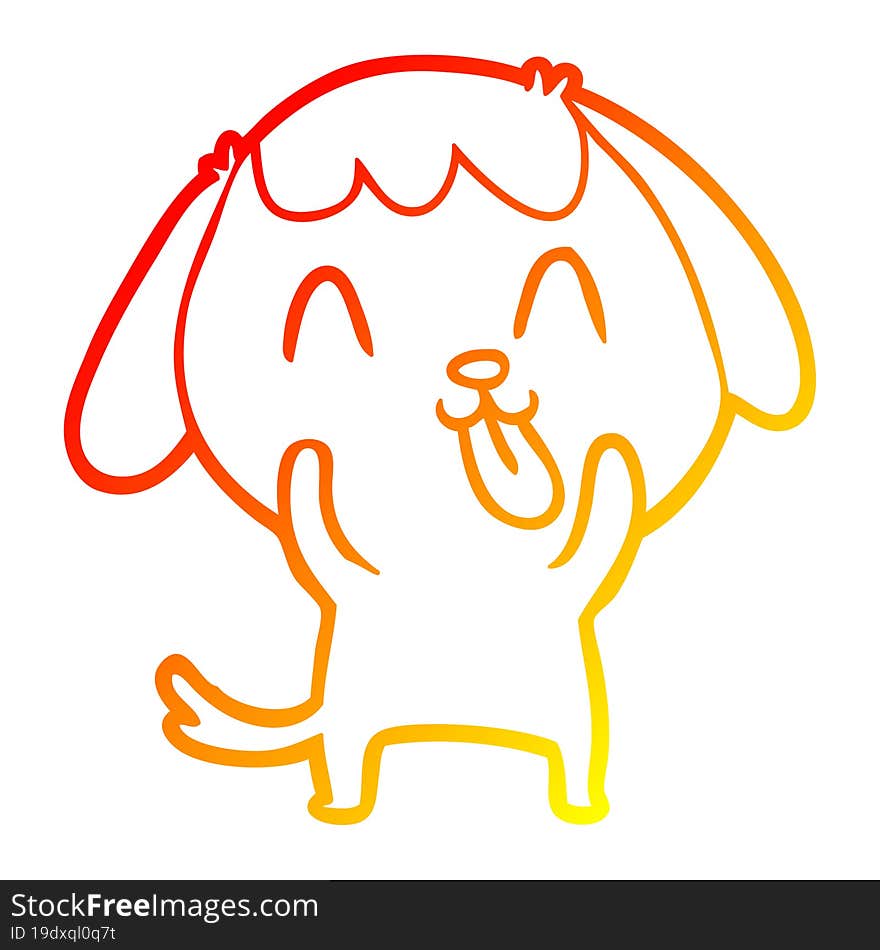 Warm Gradient Line Drawing Cute Cartoon Dog