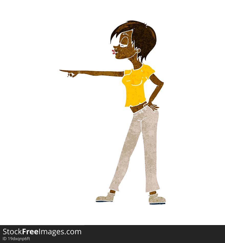 cartoon woman pointing