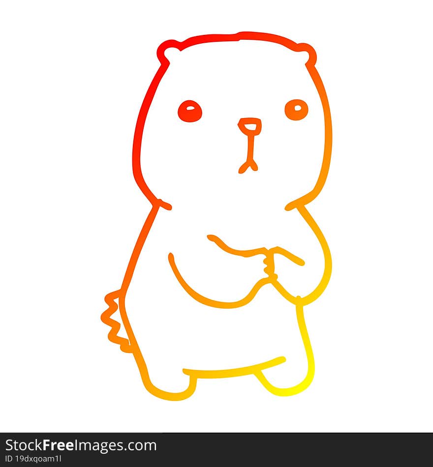 warm gradient line drawing cartoon worried bear