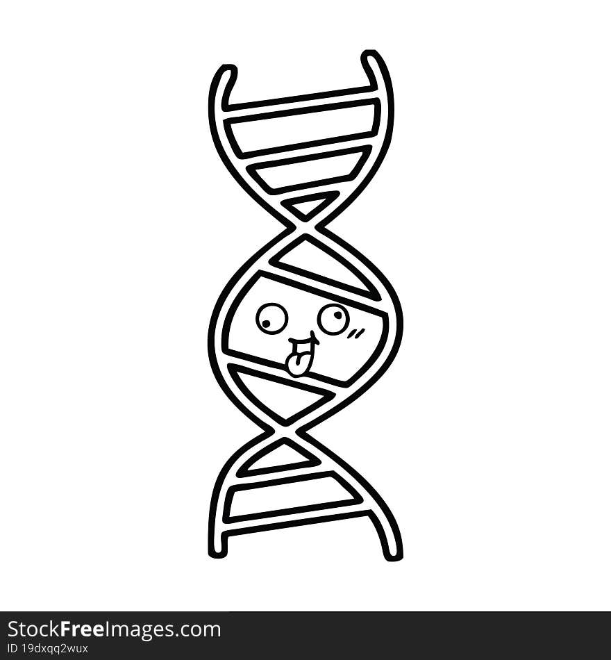 Line Drawing Cartoon DNA Strand