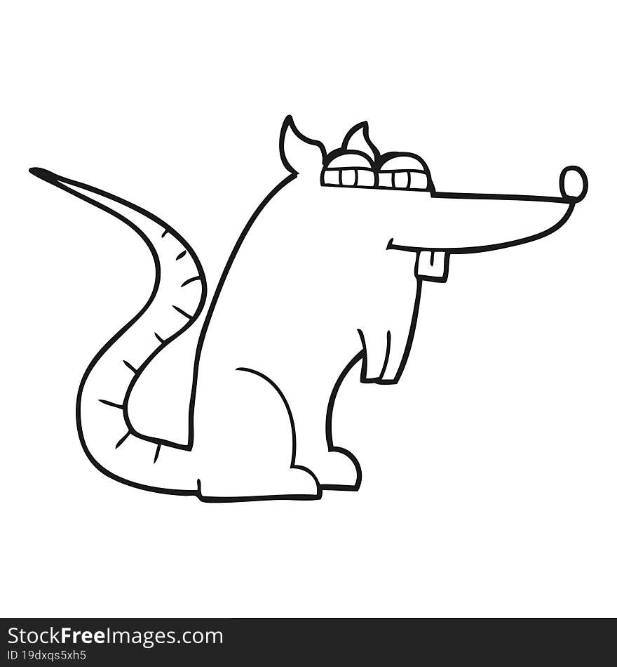 freehand drawn black and white cartoon evil rat