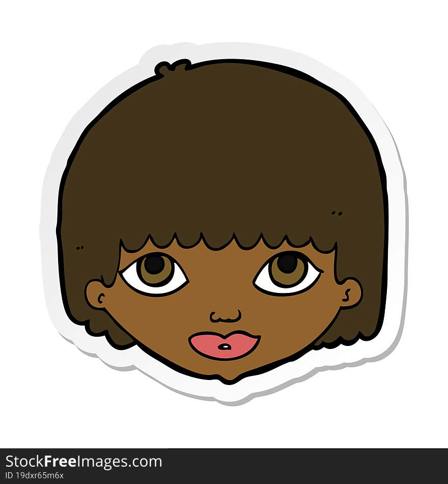 sticker of a cartoon female face