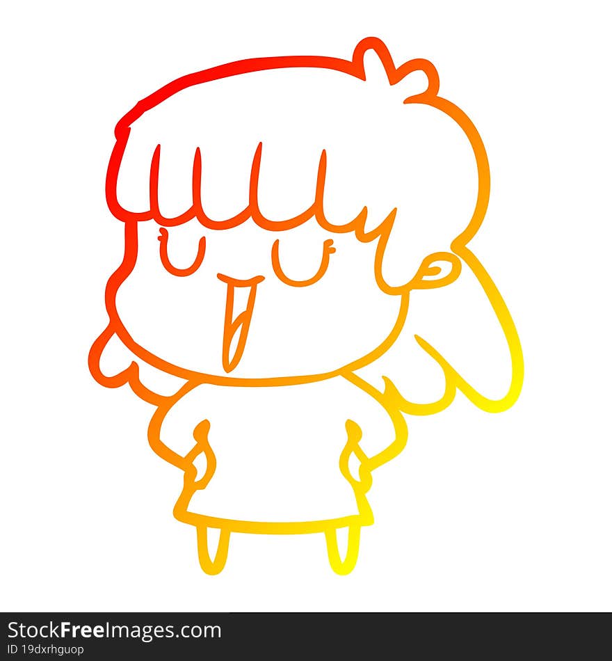 warm gradient line drawing of a cartoon woman laughing