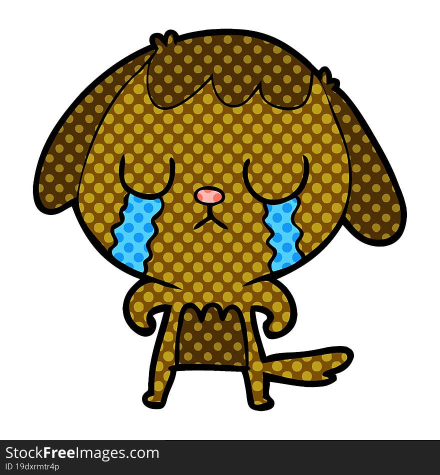 cute cartoon dog crying. cute cartoon dog crying