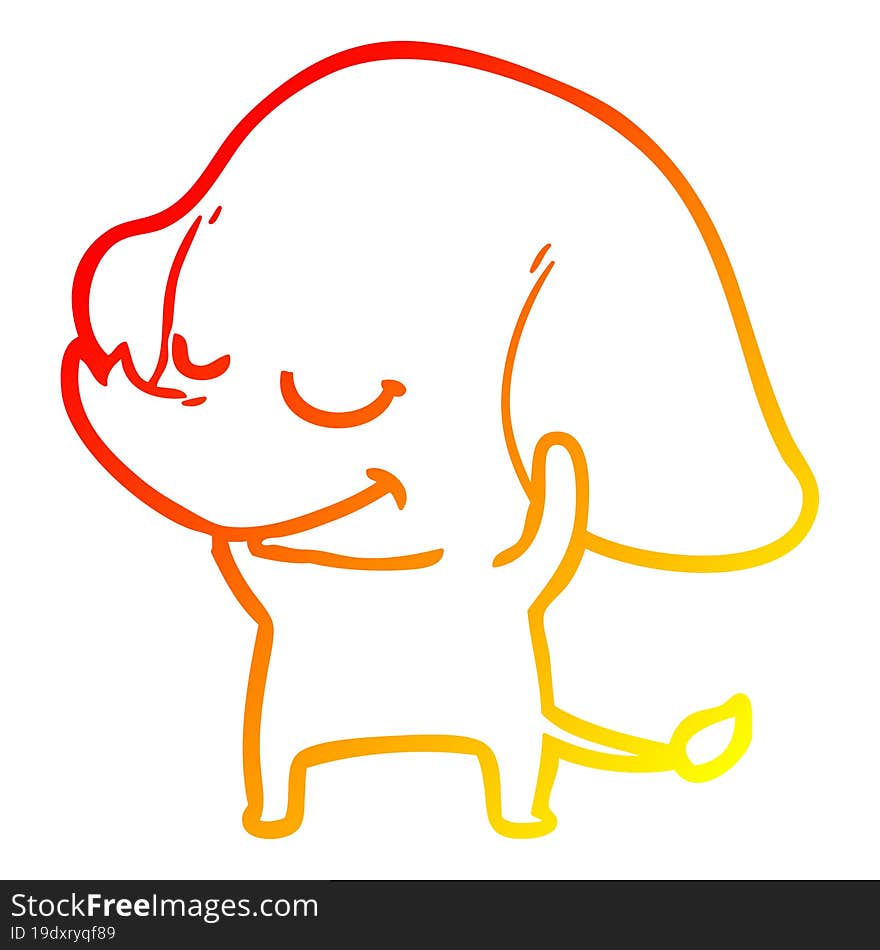 warm gradient line drawing cartoon smiling elephant