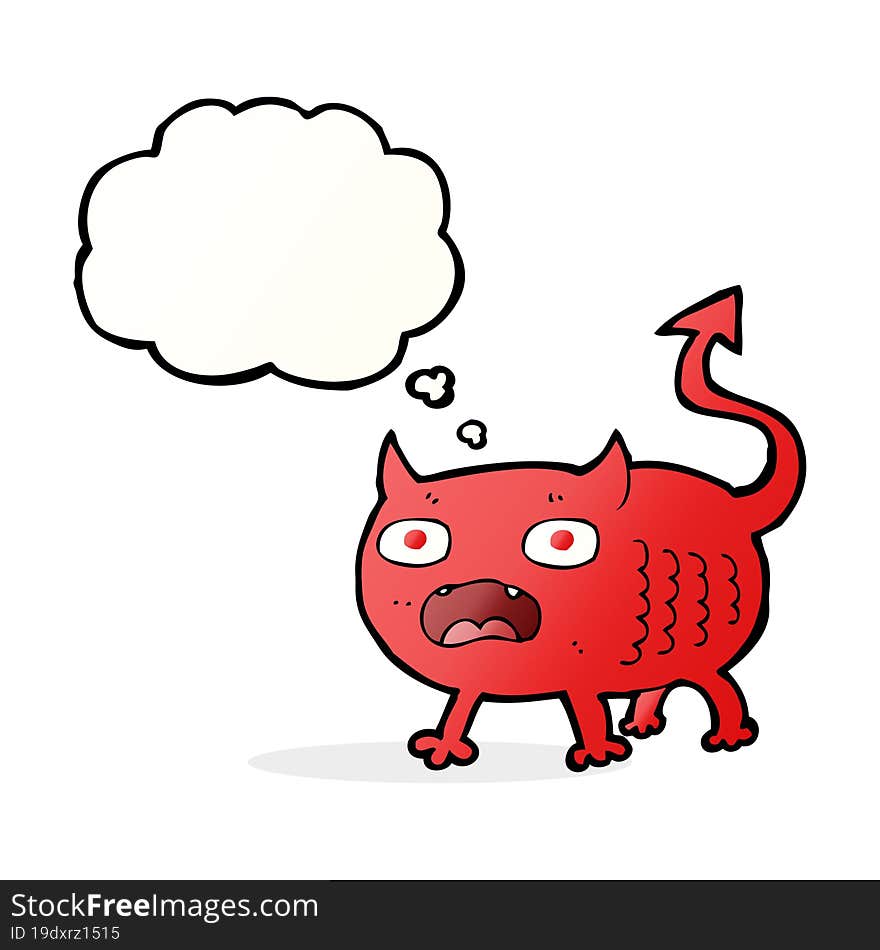 Cartoon Little Imp With Thought Bubble